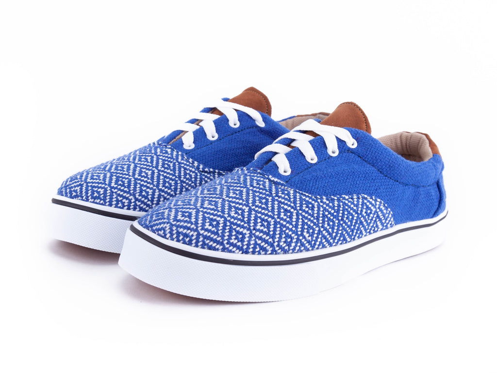 Tenis de Telar Agujetas Día Medio Nublado (Azul/Blanco) – DAVA