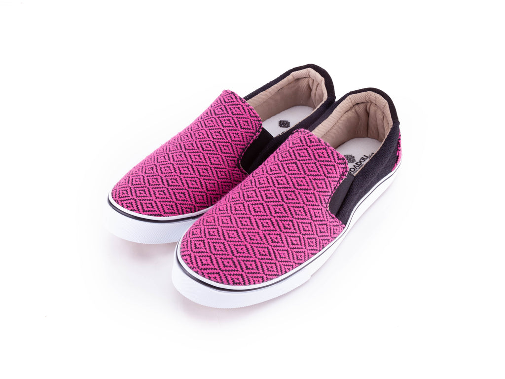 Tenis de Telar Slip On Nubes (Fucsia/Negro)